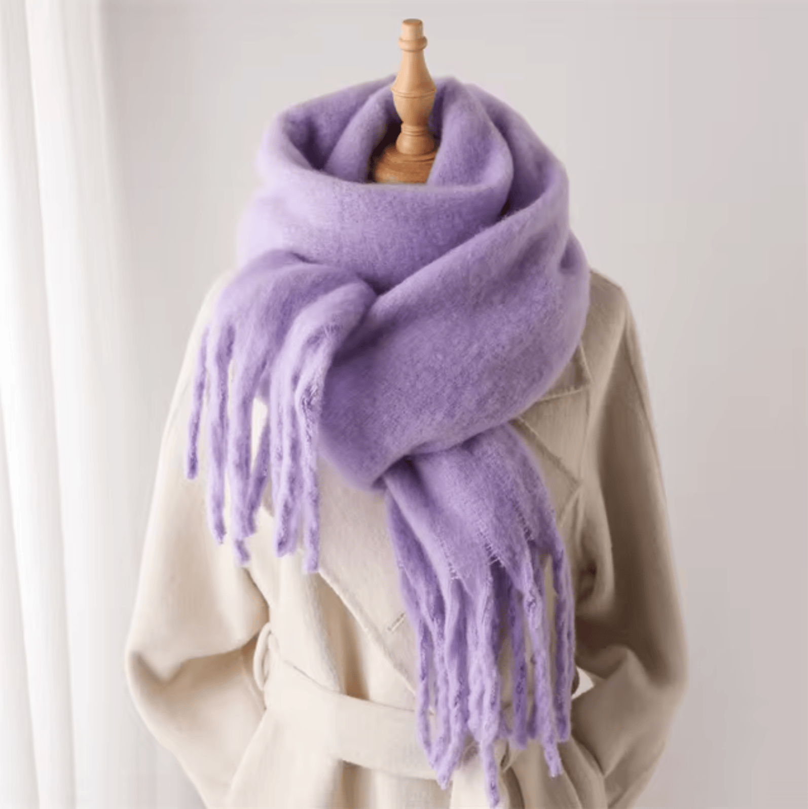 Pavoco Schals & Tücher Lila Eleganter Winterschal für Damen warm aus Pashmina vielseitig für Winter