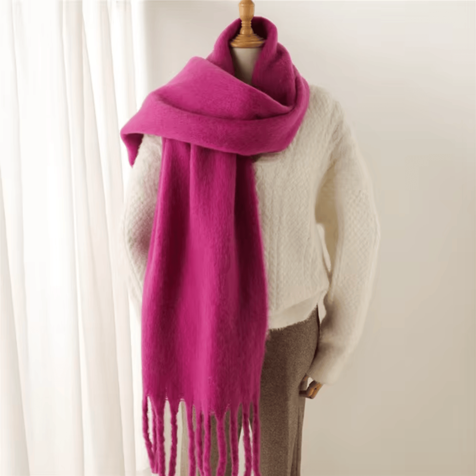 Pavoco Schals & Tücher Magenta Eleganter Winterschal für Damen warm aus Pashmina vielseitig für Winter