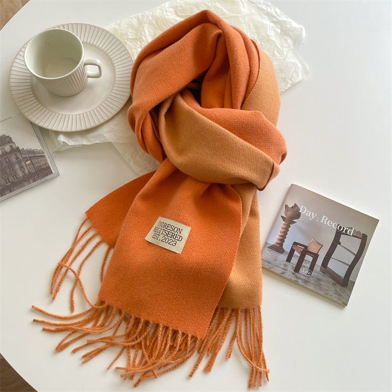 Pavoco Schals & Tücher Orange Luxuriöser Pashmina Schal für Damen doppelseitig mit Quasten elegant warm Winter