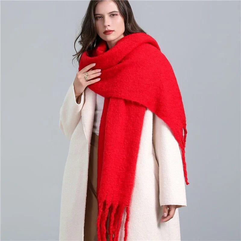 Pavoco Schals & Tücher Rot Eleganter Karierter Schal für Damen warm aus Kaschmir Winter