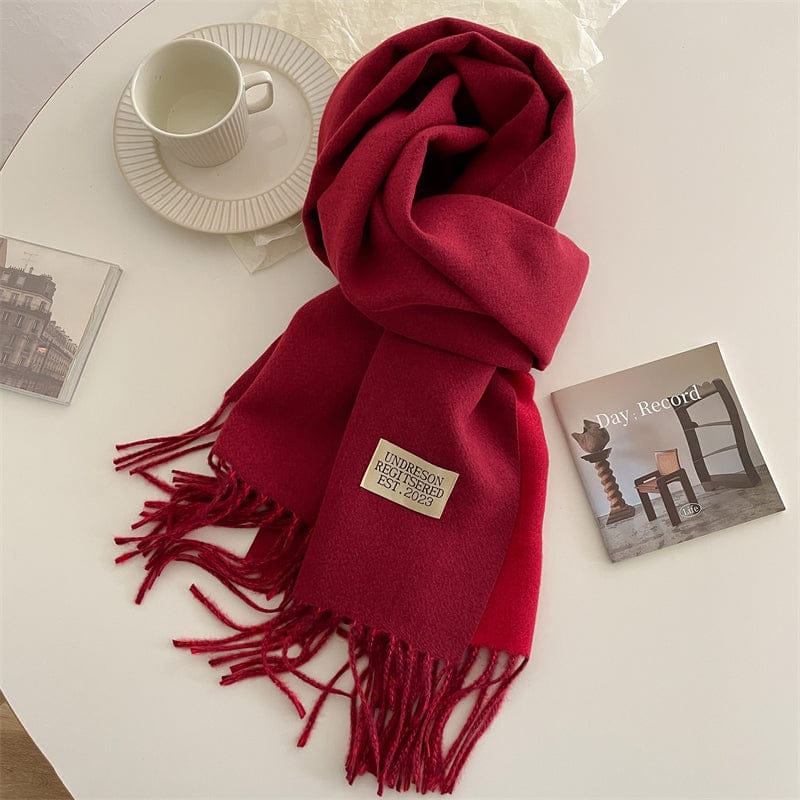 Pavoco Schals & Tücher Rot Luxuriöser Pashmina Schal für Damen doppelseitig mit Quasten elegant warm Winter