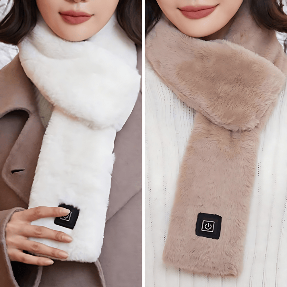Pavoco Schals Wärmender Kunstfell Schal für Damen stilvoll USB beheizt Winter elegant