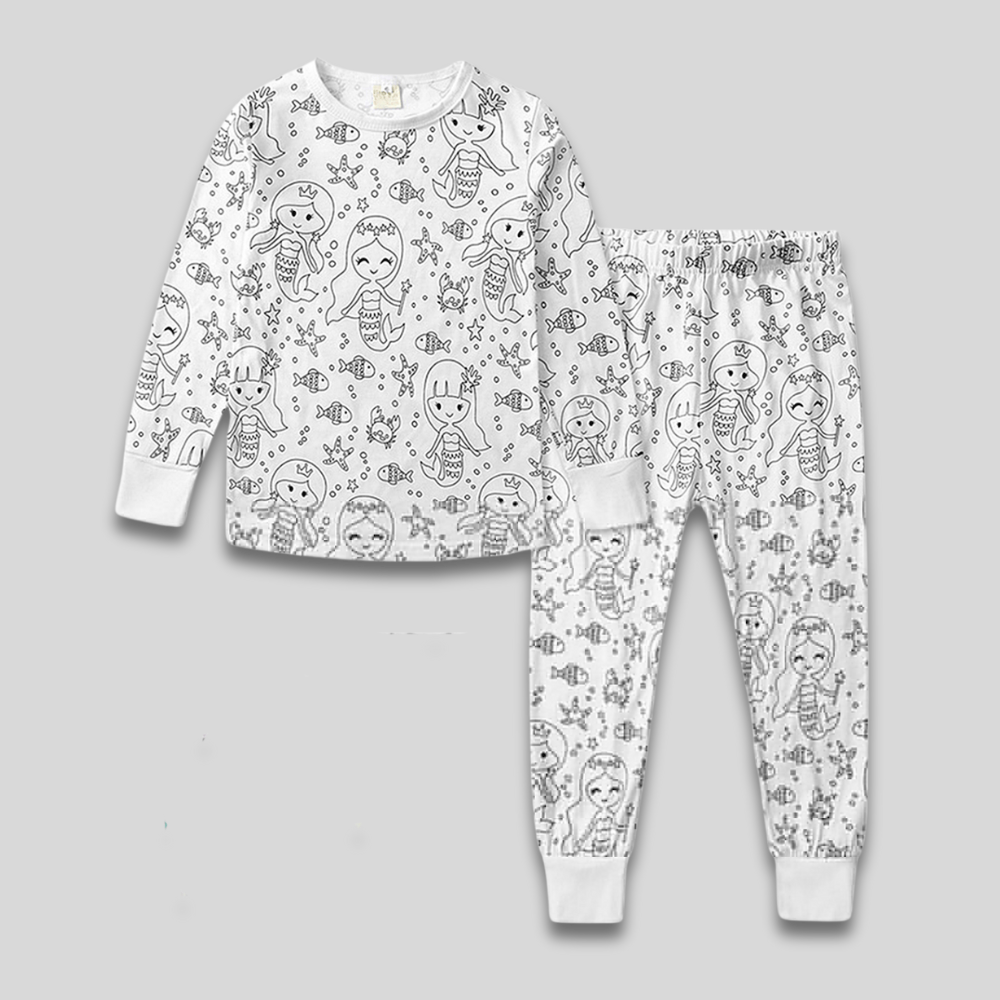 Pavoco Schlafanzüge Meerjungfrau / 3T Gemütliches Weihnachts-Pyjama-Set für Kinder langarm weich zweiteilig festlich