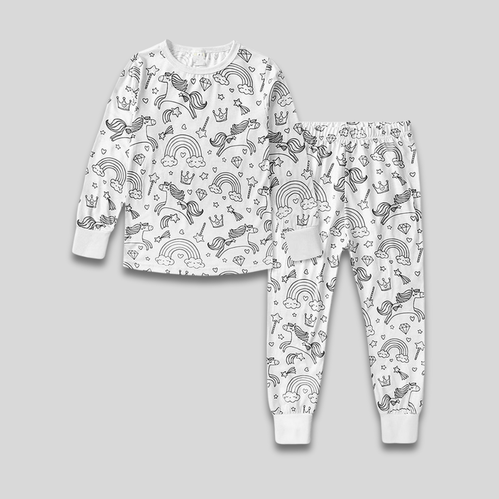 Pavoco Schlafanzüge Regenbogen-Einhorn / 3T Gemütliches Weihnachts-Pyjama-Set für Kinder langarm weich zweiteilig festlich
