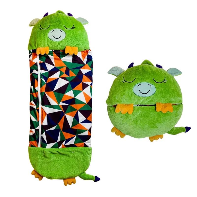 Pavoco Schlafsäcke Drache / 135x50cm Kuschelweicher Kinderschlafsack für Kinder tragbar mit Umarmungskissen Plüsch