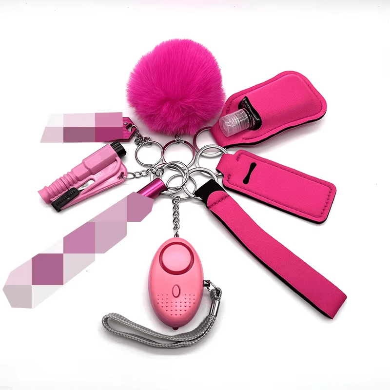 Pavoco Selbstverteidigungszubehör Rosa Praktisches Sicherheitsset für Damen tragbar mit Alarm Taschenlampe Outdoor