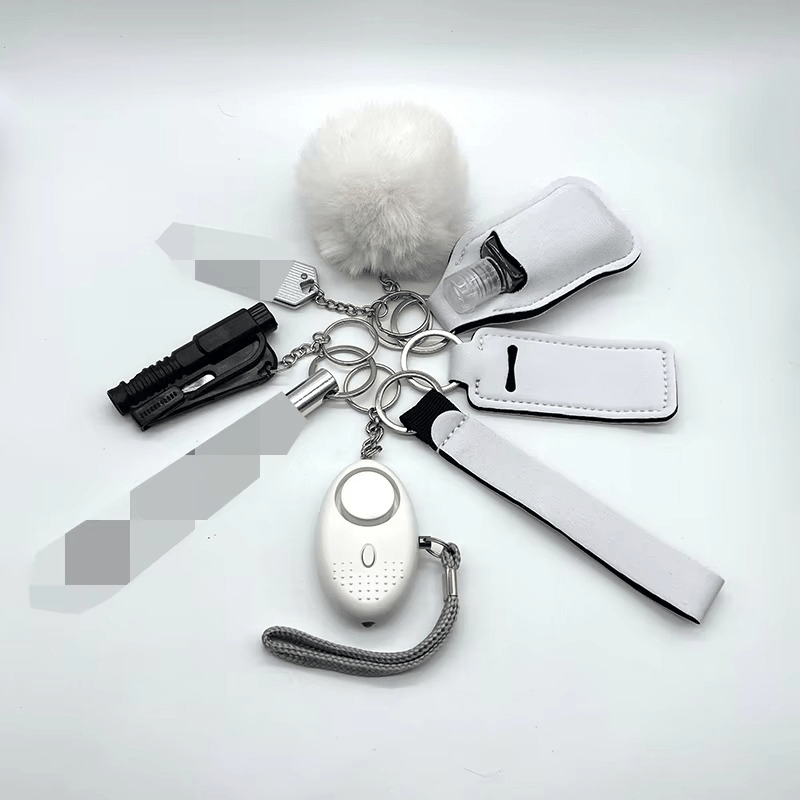 Pavoco Selbstverteidigungszubehör Weiß Praktisches Sicherheitsset für Damen tragbar mit Alarm Taschenlampe Outdoor
