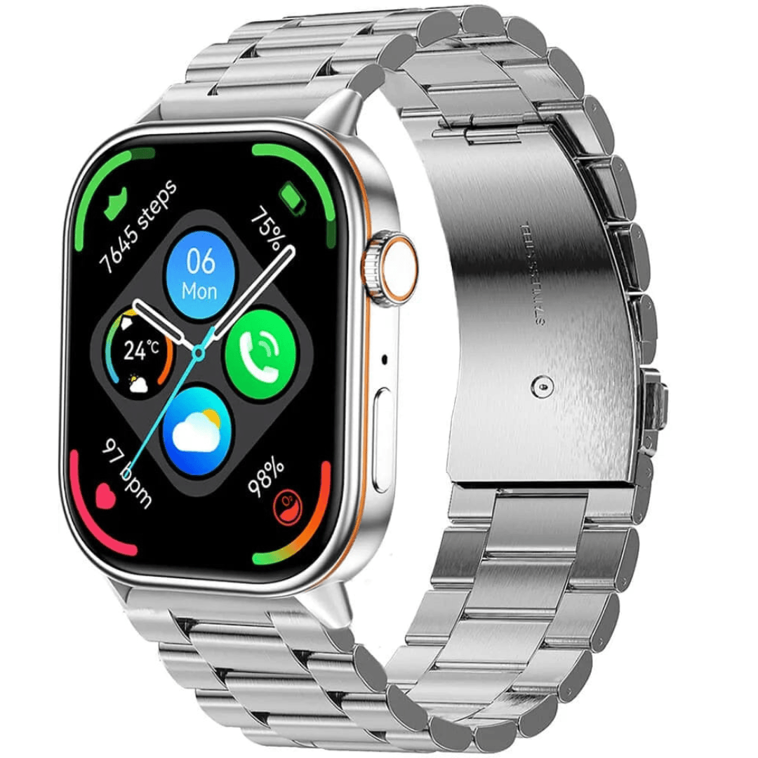 Pavoco Smartwatches Silber - Edelstahl Funktionale Smartwatch für Unisex aktiv wasserfest mit GPS