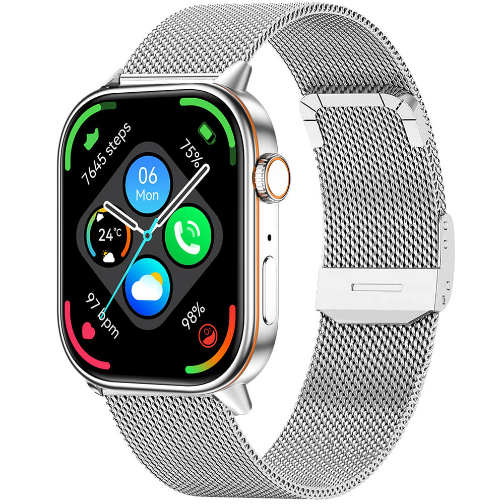 Pavoco Smartwatches Silber - Milanaise Funktionale Smartwatch für Unisex aktiv wasserfest mit GPS