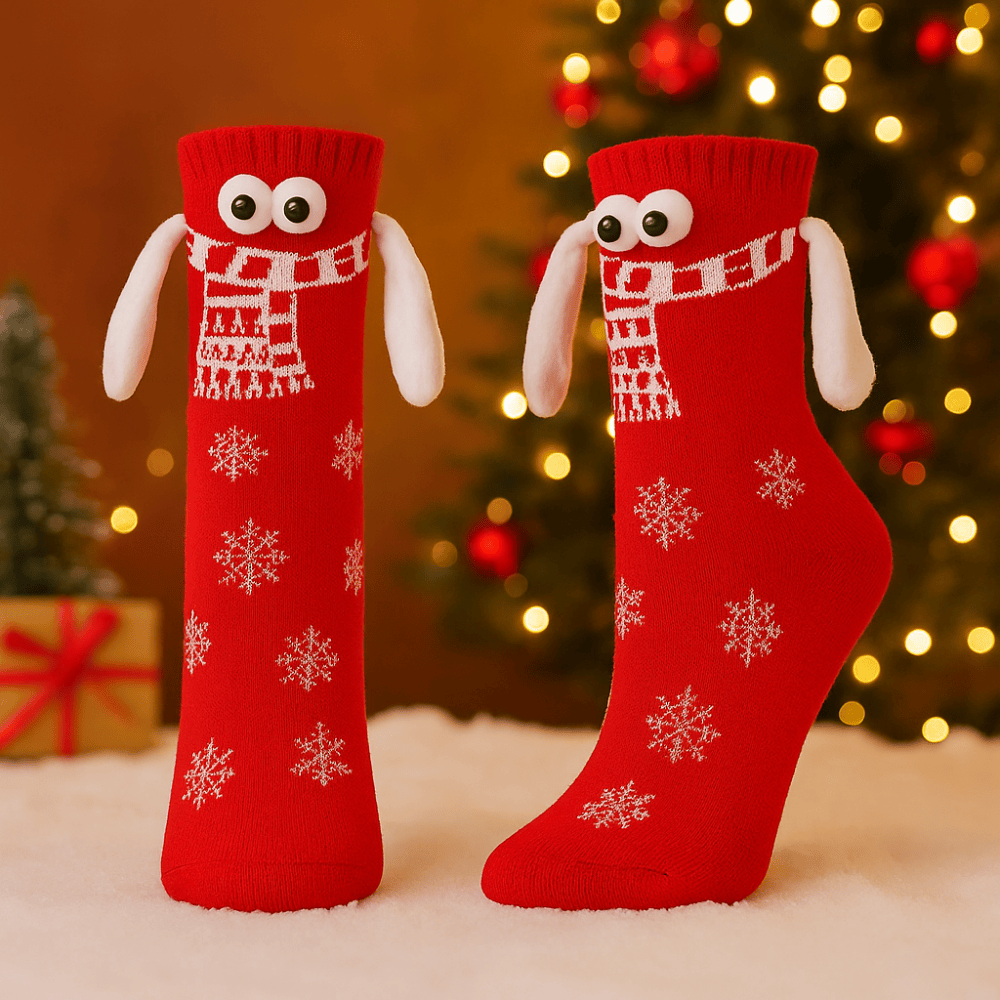 Pavoco Socken & Strumpfwaren Elegantes Rot Lustige Weihnachtssocken für Paare weich warm gemütlich mit umklammerten Händen