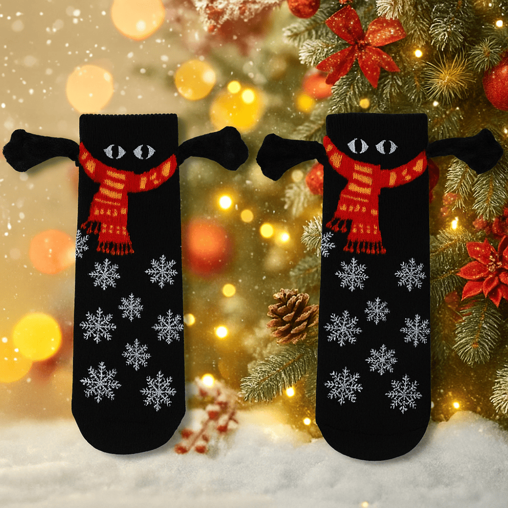 Pavoco Socken & Strumpfwaren Elegantes Schwarz Lustige Weihnachtssocken für Paare weich warm gemütlich mit umklammerten Händen