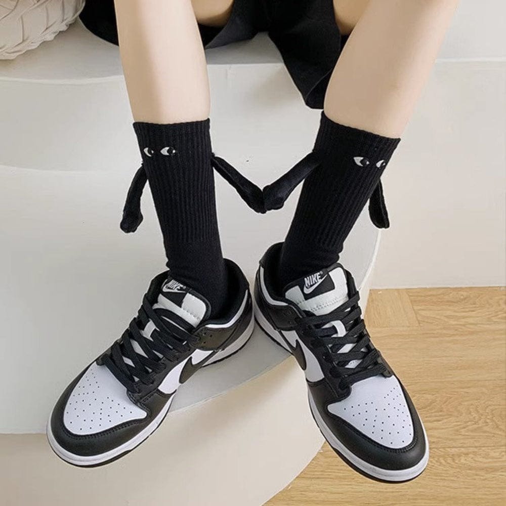 Pavoco Socken & Strumpfwaren Klassisches Schwarz Lustige Weihnachtssocken für Paare weich warm gemütlich mit umklammerten Händen