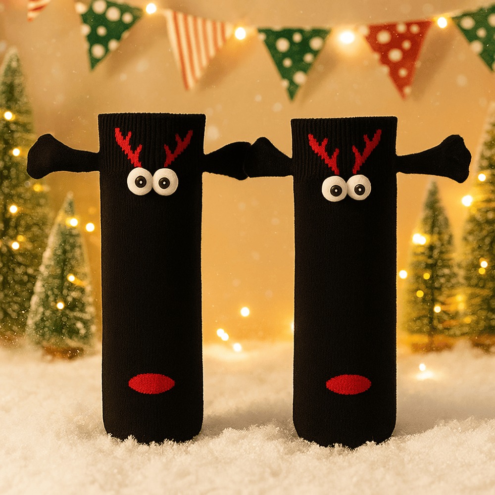 Pavoco Socken & Strumpfwaren Rudolph der Rotnase Lustige Weihnachtssocken für Paare weich warm gemütlich mit umklammerten Händen