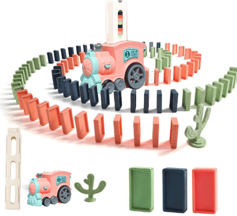 Pavoco Spielzeug & Spiele 63 Stück rosa Kreatives Dominospielzeug für Kinder mit elektrischem Zug 63 bis 303 Steine fördern Feinmotorik