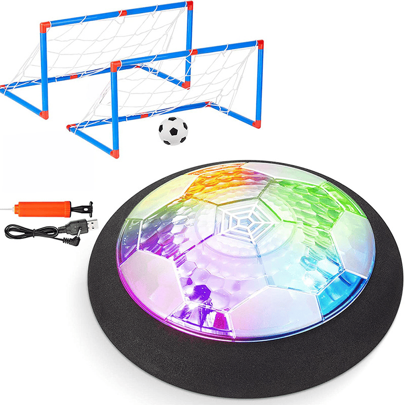 Pavoco Spielzeug & Spiele Doppeltes Tor-Set Innovativer Hoverball für Kinder Indoor mit LED Licht Möbel schonend Spaß