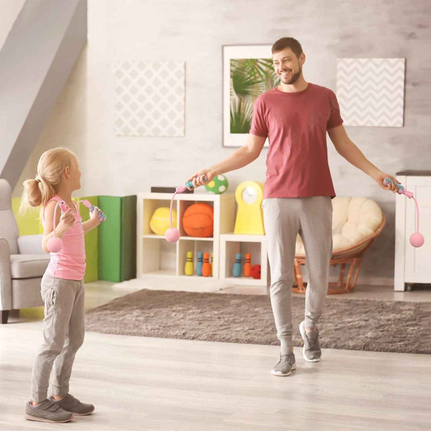 Pavoco Springseile Innovatives Springseil für Unisex kabellos gewichtete Fitness mit verstellbaren Gewichten