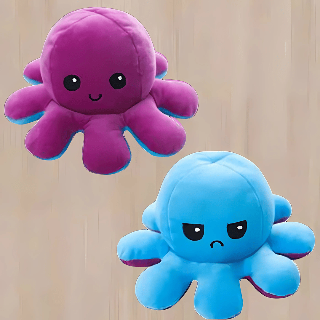 Pavoco Stofftiere & Plüschspielzeug Lila-Blau Weicher Wendbarer Oktopus-Plüsch für Kinder und Erwachsene langlebig kuschelig Baumwolle
