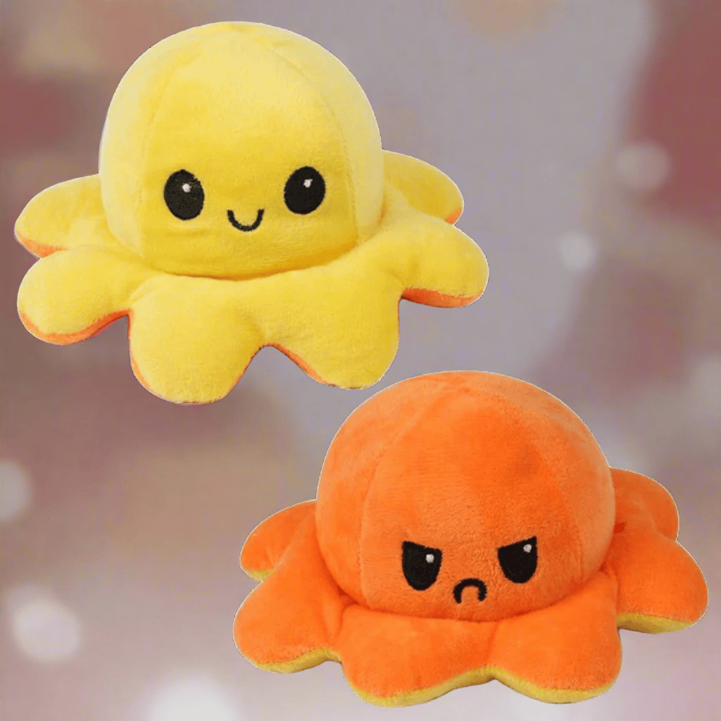 Pavoco Stofftiere & Plüschspielzeug Orange-Gelb Weicher Wendbarer Oktopus-Plüsch für Kinder und Erwachsene langlebig kuschelig Baumwolle