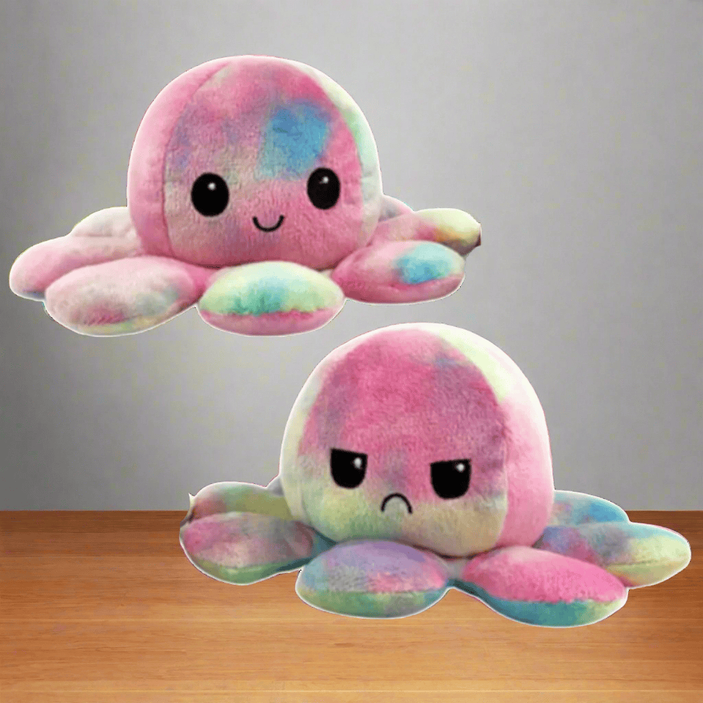 Pavoco Stofftiere & Plüschspielzeug Rosa-Gelb Weicher Wendbarer Oktopus-Plüsch für Kinder und Erwachsene langlebig kuschelig Baumwolle