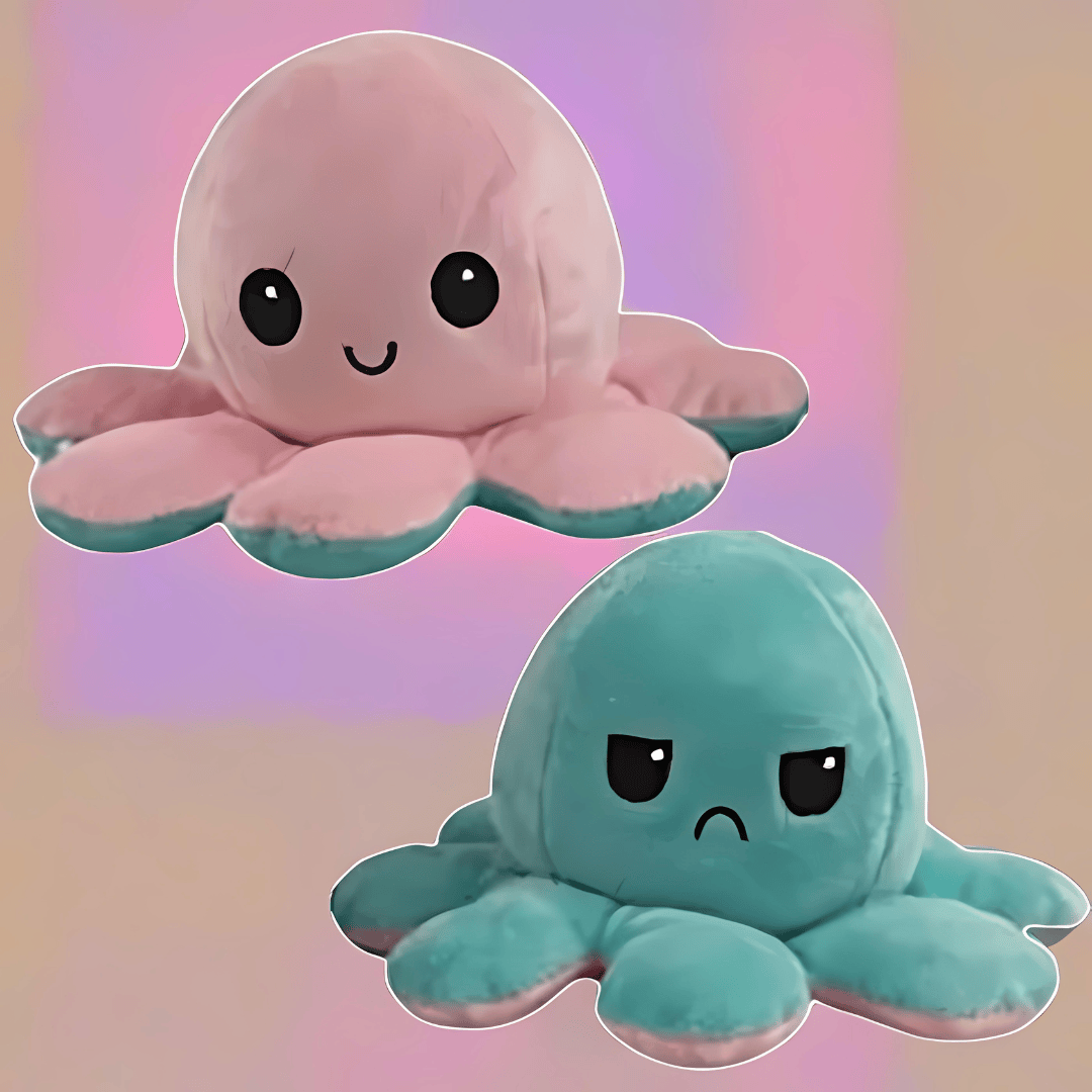 Pavoco Stofftiere & Plüschspielzeug Rosa-Grün Weicher Wendbarer Oktopus-Plüsch für Kinder und Erwachsene langlebig kuschelig Baumwolle