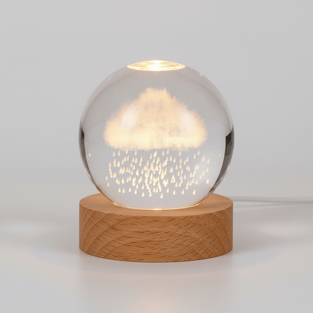 Pavoco Tischlampen Regenwolke Faszinierende LED Leuchte 3D Gravur warmweiß dekorativ Wohnzimmer