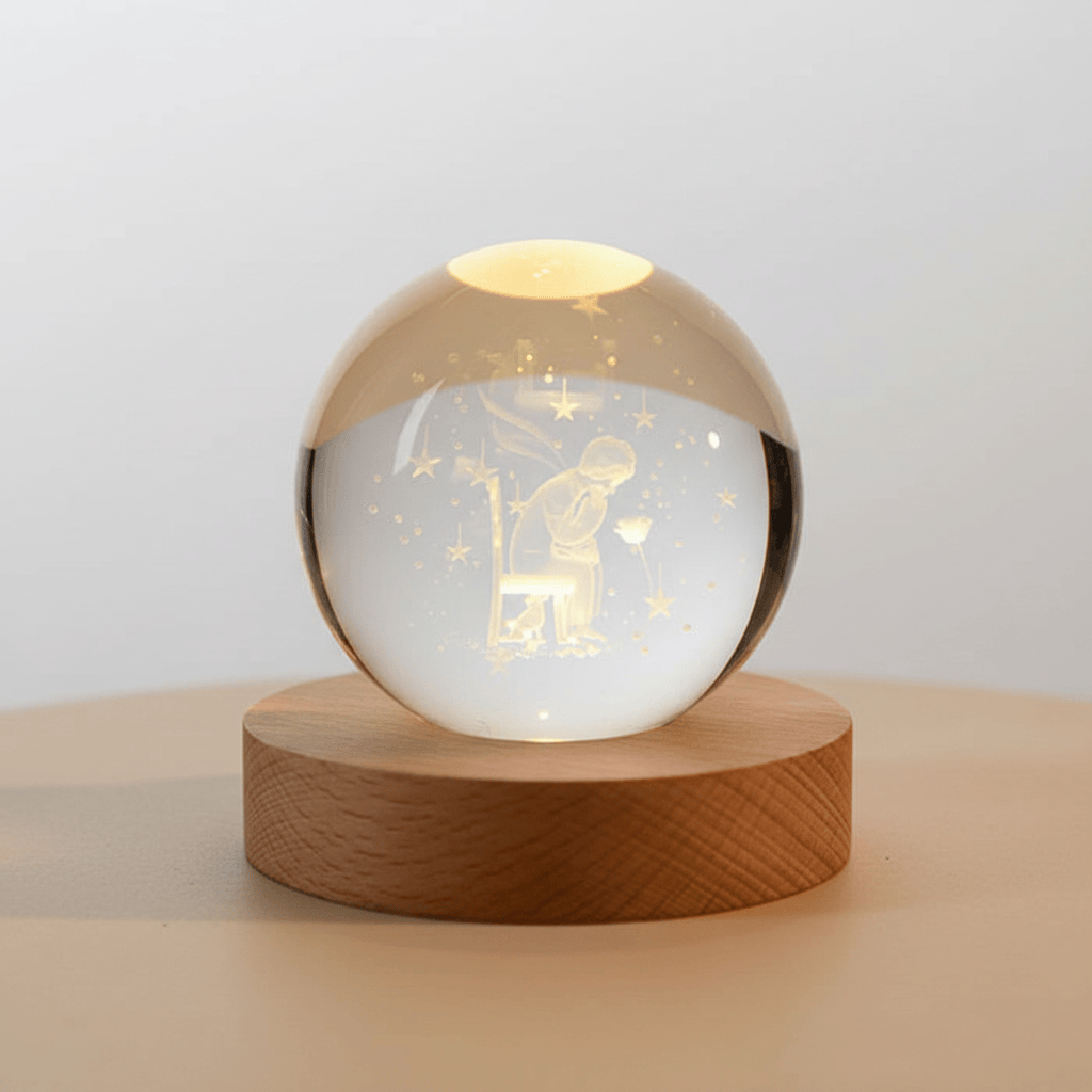 Pavoco Tischlampen Siedeln Faszinierende LED Leuchte 3D Gravur warmweiß dekorativ Wohnzimmer