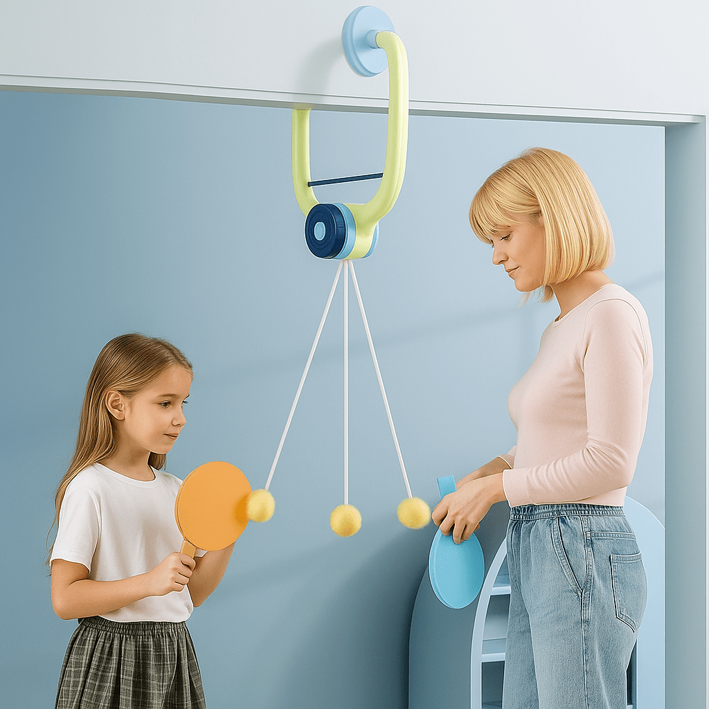 Pavoco Tischtennis Remy | robustes Türrahmen Ping Pong Spielset für Kinder bunt