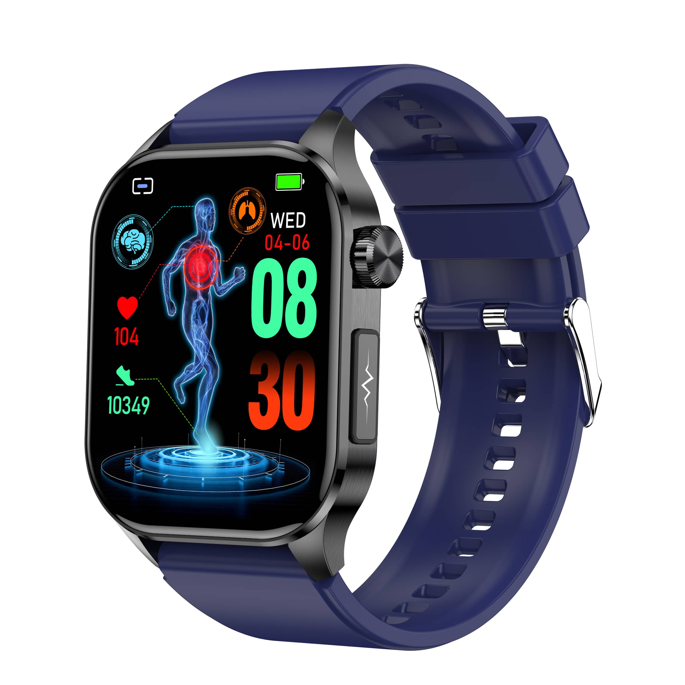 Pavoco Tragbare Technologie Blau Fortschrittliche Smartwatch für Unisex wasserdicht EKG Herzfrequenz Fitness