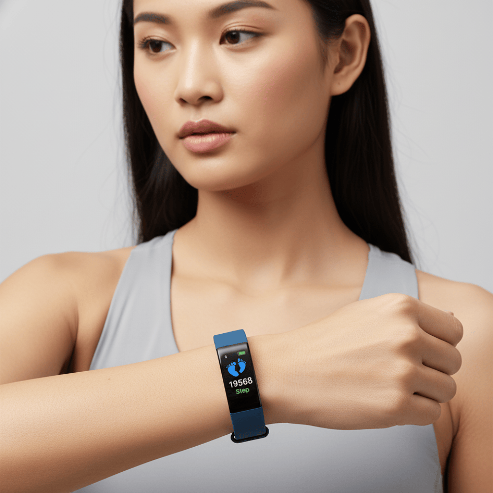 Pavoco Tragbare Technologie Blau Wasserdichte Fitness Uhr für Senioren leicht bedienbar mit Herzfrequenzmessung