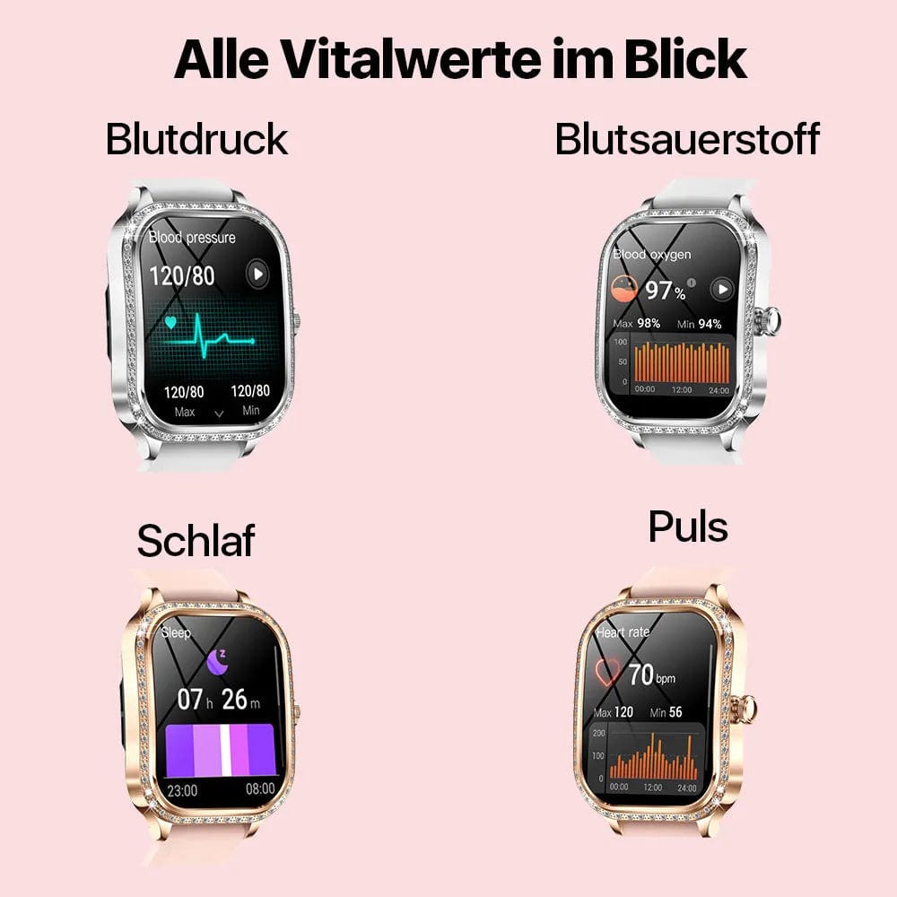 Pavoco Tragbare Technologie Elegante Smartwatch für Unisex gebogen AMOLED Display Fitness Gesundheitsfunktionen