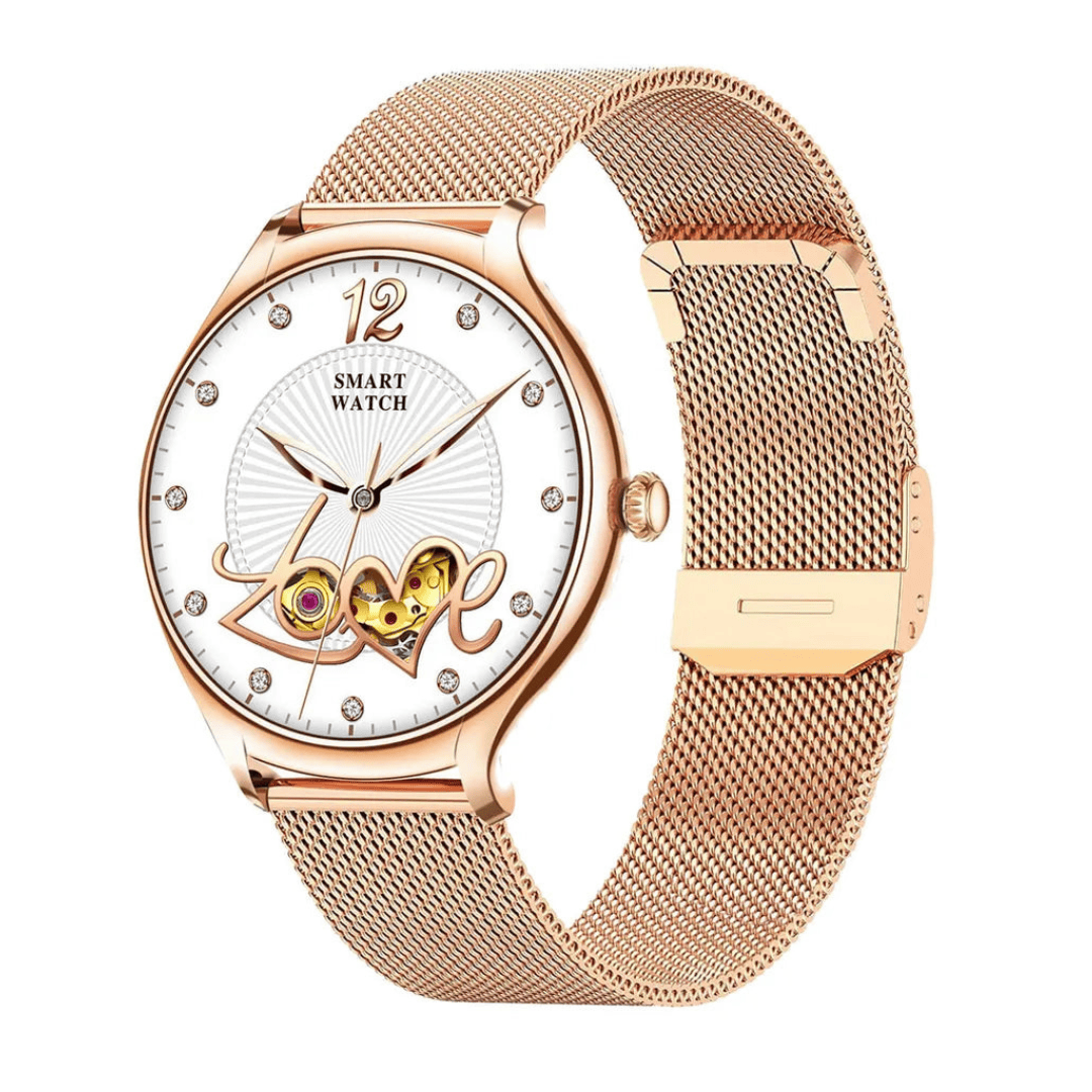 Pavoco Tragbare Technologie Gold Elegante Smartwatch für Damen vielseitig gesundheitsorientiert