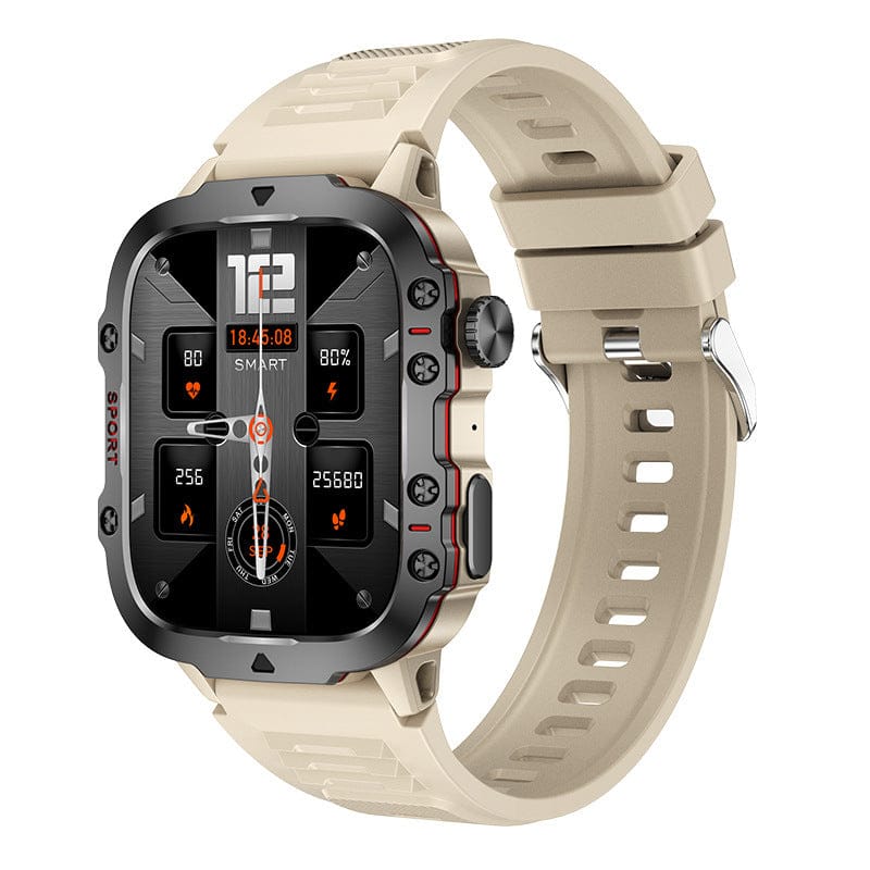 Pavoco Tragbare Technologie Khaki Robuste Outdoor-Smartwatch für Unisex langlebig wasserdicht 100 Sportmodi