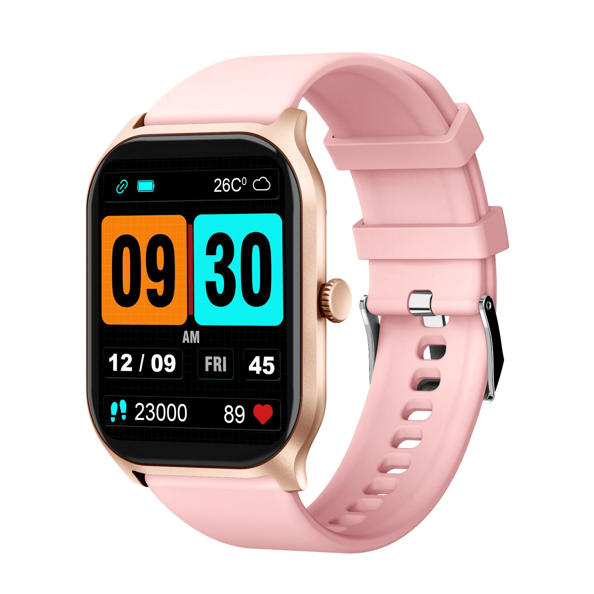 Pavoco Tragbare Technologie Rosa Moderne Fitness Smartwatch für Unisex groß Display langlebig Gesundheitsüberwachung