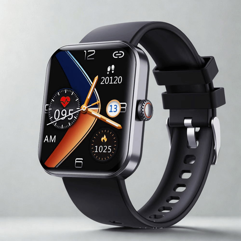 Pavoco Tragbare Technologie Schwarz Elegante Smartwatch für Unisex mit AMOLED-Display wasserbeständig Gesundheitsüberwachung