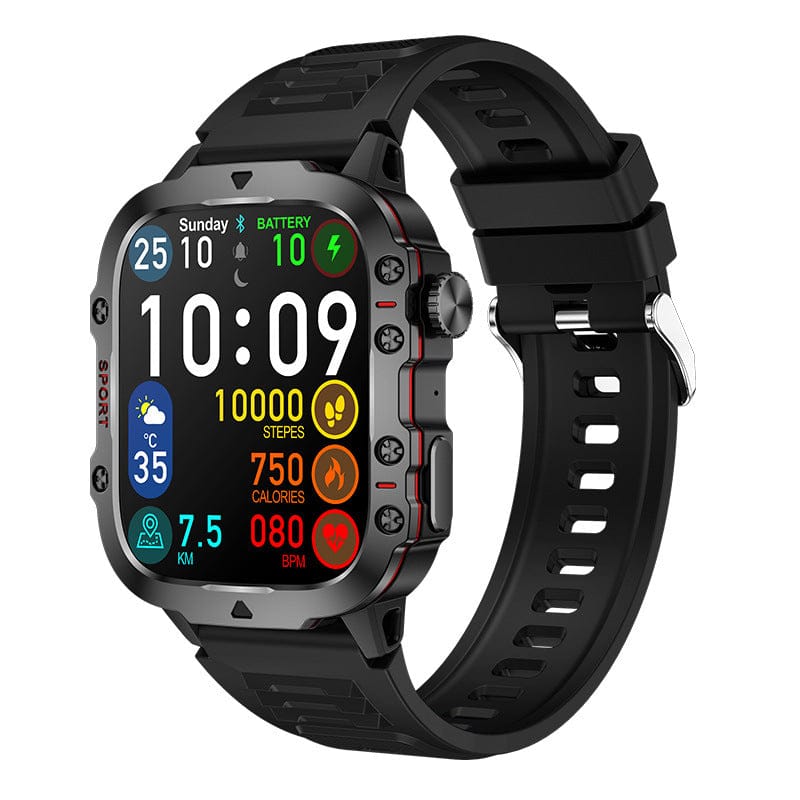 Pavoco Tragbare Technologie Schwarz Robuste Outdoor-Smartwatch für Unisex langlebig wasserdicht 100 Sportmodi