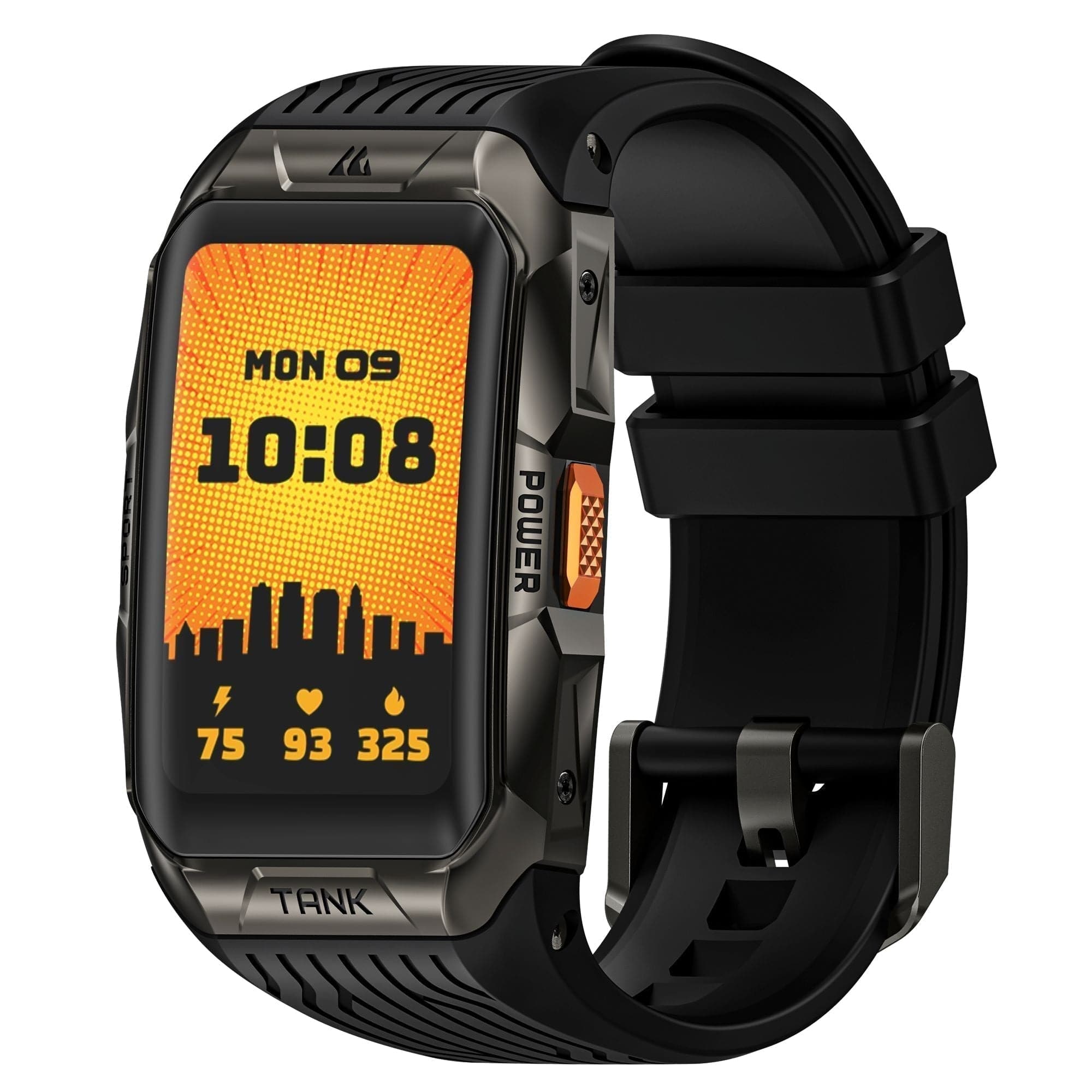 Pavoco Tragbare Technologie Schwarz Robuste Smartwatch für Unisex wasserdicht Militärqualität AMOLED 170 Sportmodi