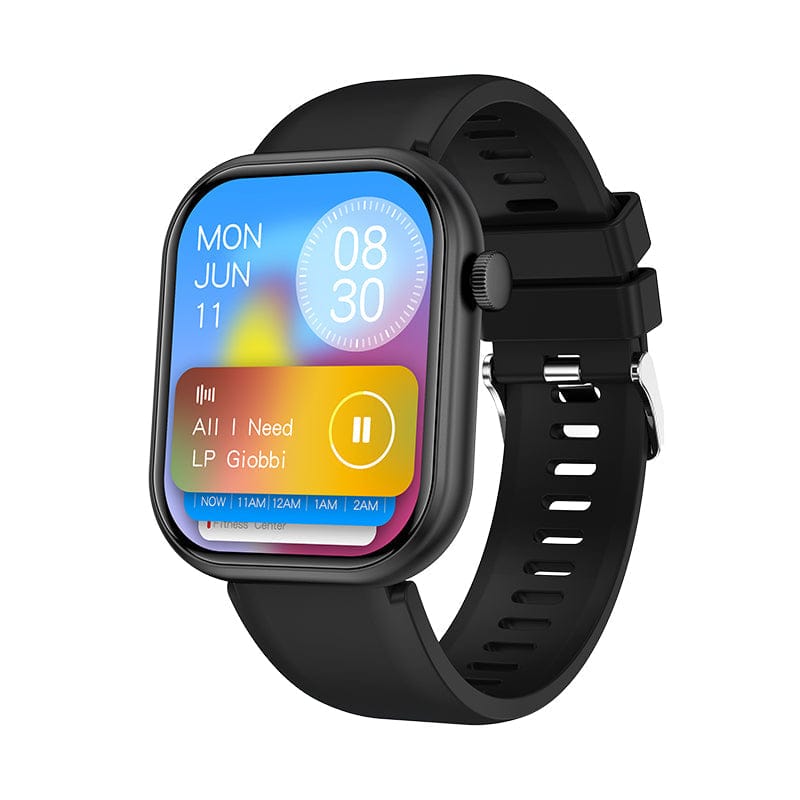 Pavoco Tragbare Technologie Schwarz Wasserfeste Fitness Smartwatch für Unisex mit Herzfrequenz Schlafüberwachung stylish