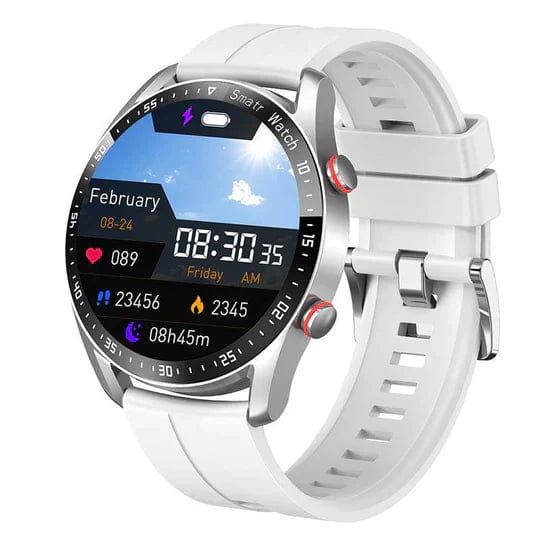 Pavoco Tragbare Technologie Weiß (Gummi) Elegante Smartwatch für Unisex mit Gesundheitsmonitoring und Echtzeit-Messungen