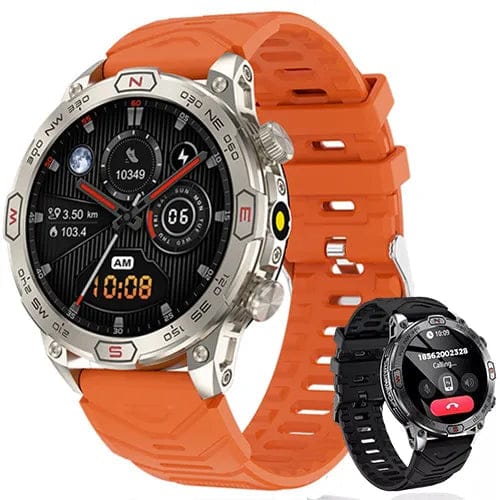 Pavoco Uhren Orange - Silikonband Robuste Smartwatch für Unisex mit GPS Herzfrequenz 10 Tage Akku Outdoor