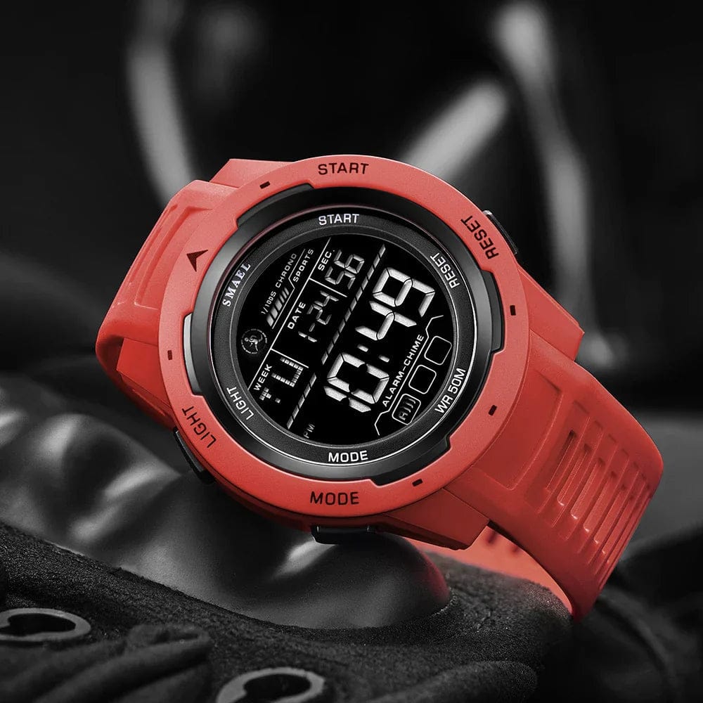 Pavoco Uhren Rot Robuste Sportuhr für Herren digital wasserdicht multifunktional Outdoor