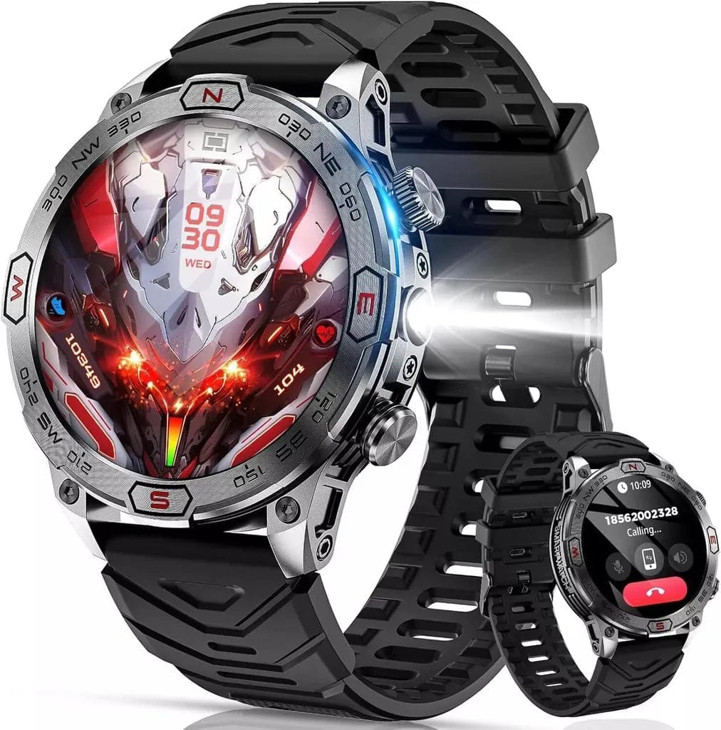 Pavoco Uhren Schwarz - Silikonband Robuste Smartwatch für Unisex mit GPS Herzfrequenz 10 Tage Akku Outdoor