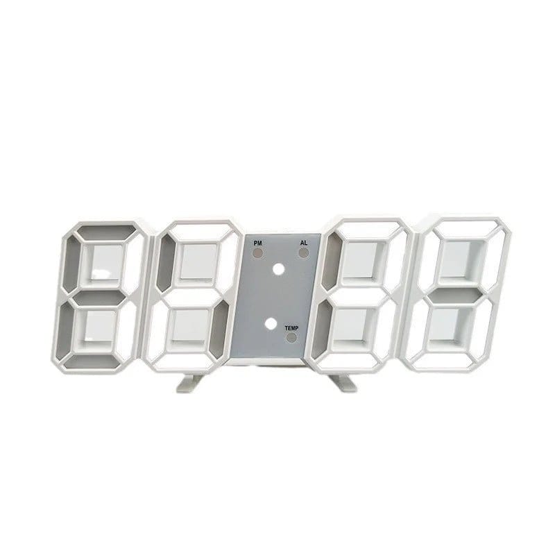 Pavoco Uhren Weiß Moderne 3D-Digitaluhr für Unisex mit Sprachsteuerung leise und automatischer Helligkeit