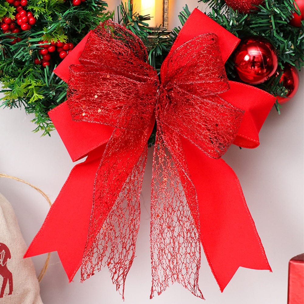 Pavoco Weihnachtskränze Default Festlicher Weihnachtskranz mit LED-Lichtern und roter Schleife