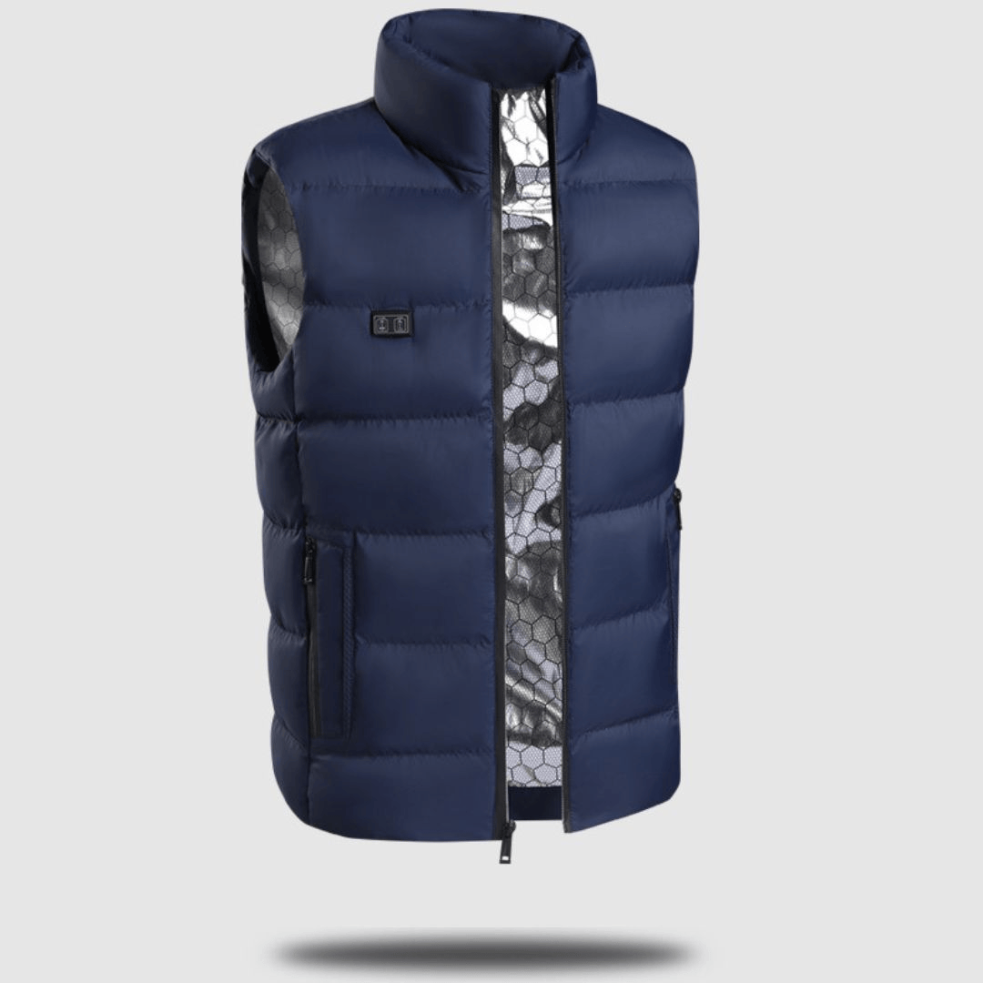 Pavoco Westen Blau / S Beheizte Weste für Unisex wasserabweisend komfortabel Winter 3 Temperaturstufen