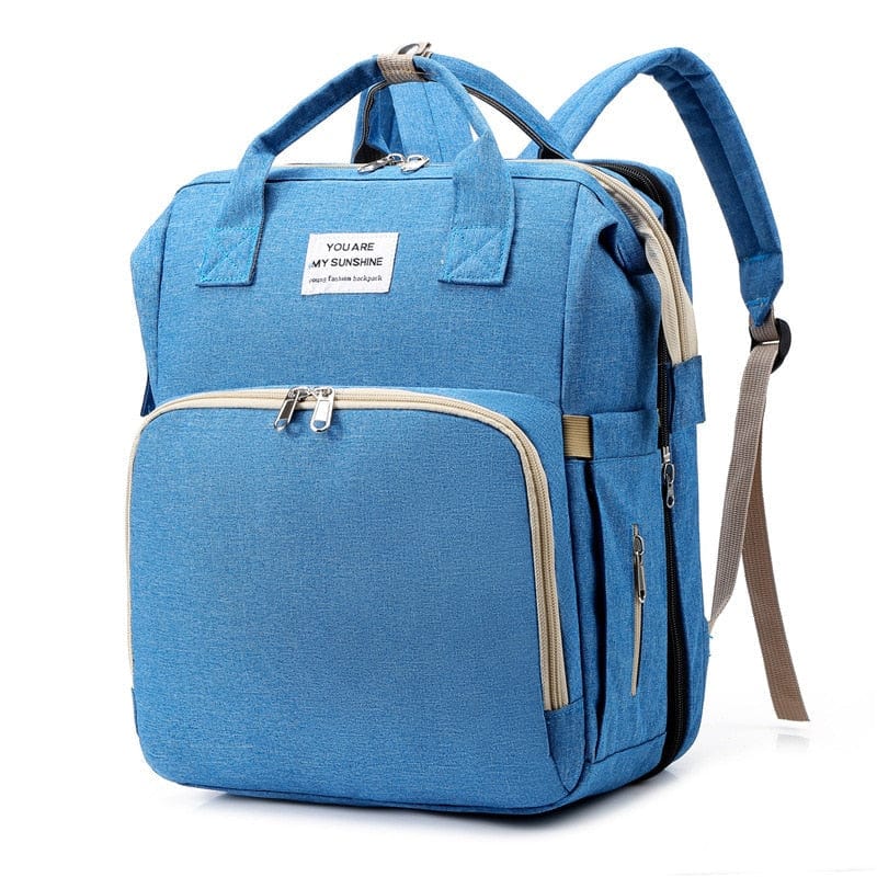 Pavoco Windeltaschen Blau Multifunktionaler Rucksack für Eltern tragbares Babybett Wickeltasche wasserdicht