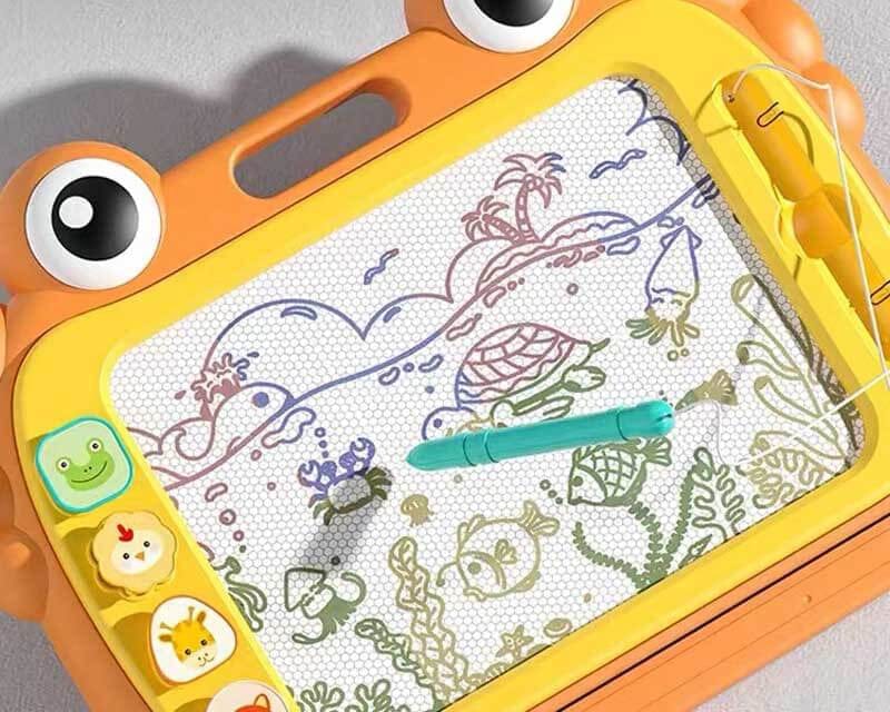 Pavoco Zeichen- und Malutensilien Orange Buntes Magnetisches Zeichenbrett für Kinder kreativ sicher vielseitig mit Zubehör