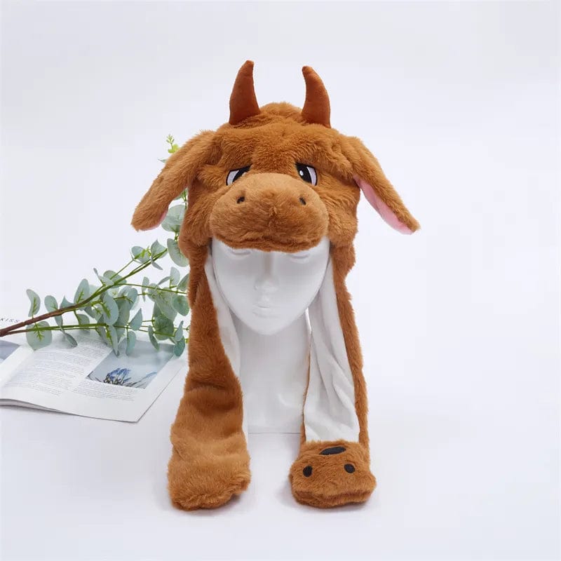 Lustiger Winterhut für Unisex mit beweglichen Ohren und Plüschmaterial 56