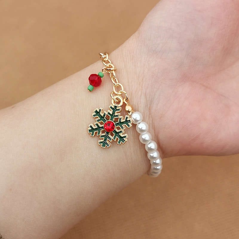 Pavoco Armbänder Schneeflocke Festliches Charme-Armband für Damen mit Weihnachtsmotiven aus Metall 18 cm