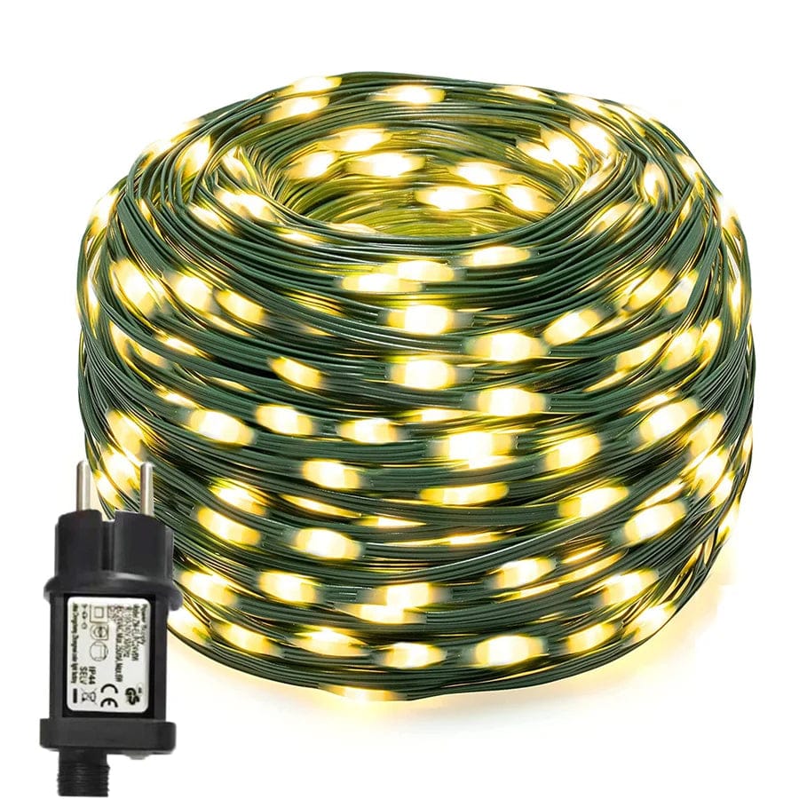 Pavoco Außenbeleuchtung Warmweiß / 10M 100 LED's Bunte LED Lichterkette für Unisex wetterfest flexibel für Garten Balkon Terrasse
