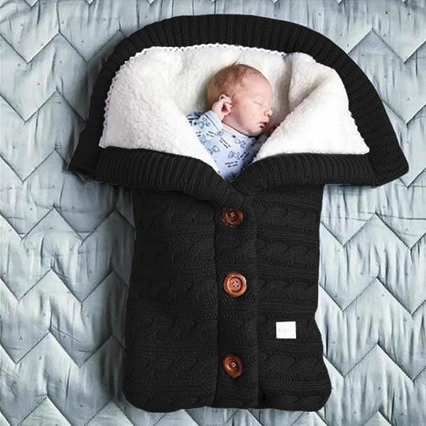 Pavoco Baby-Schlafsäcke Schwarz Kuscheliger Babyschlafsack für Neugeborene weich atmungsaktiv Winter geeignet